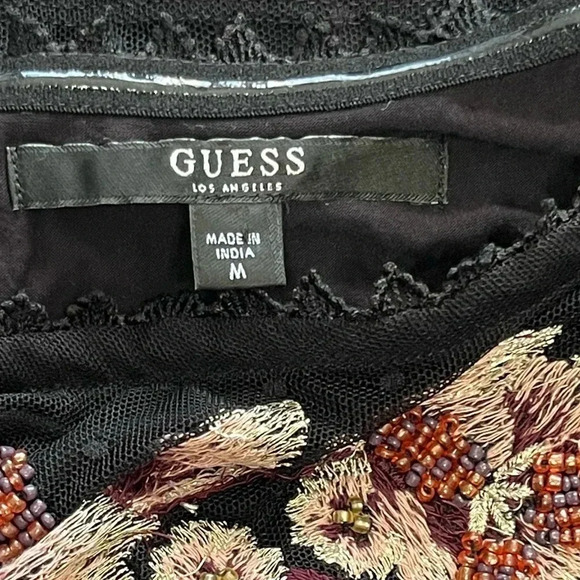 Guess | Mesh Floral Embroidered Off The Shoulder Dress - Picture 5 of 8
